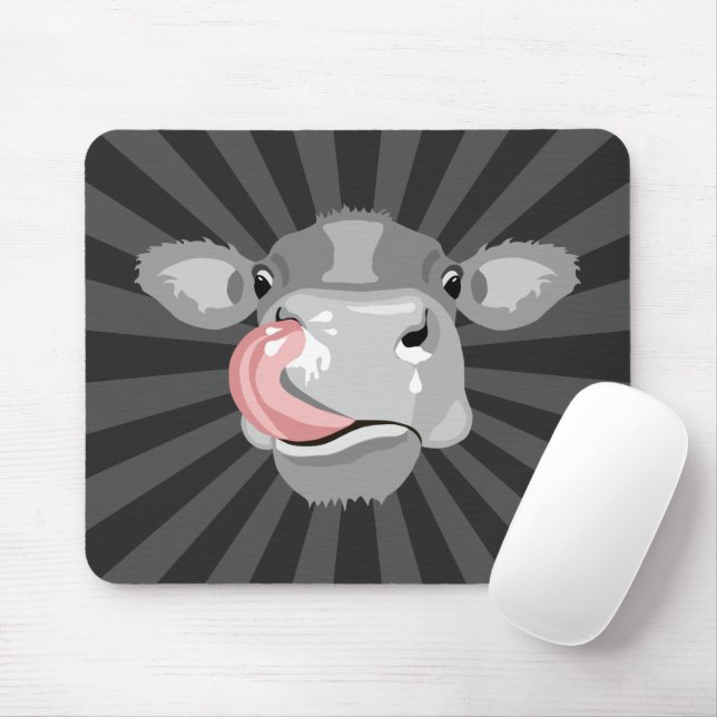 Cow licking nose mouse pad (With Mouse)