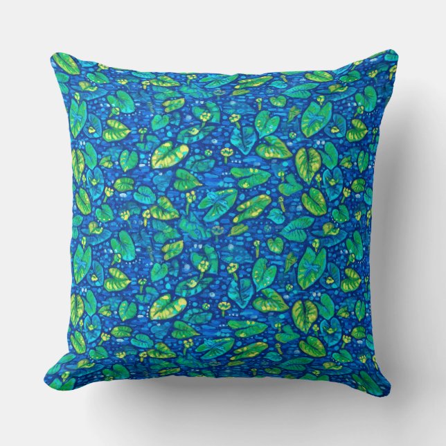 Cow Lilies, Spatterdock Summer Pond Floral Pattern Cushion (Front)