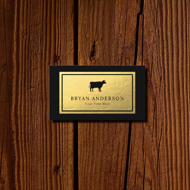 Cow Logo - Faux Gold Foil Business Card (Creator Uploaded)