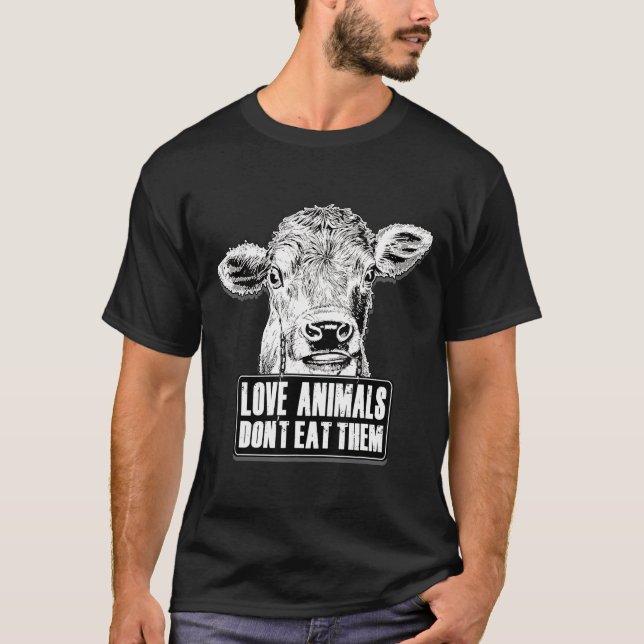 Cow Love Animals Vegan Vegetarian Women Men Kids T-Shirt (Front)