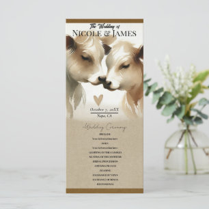 Cow Love Brown Cream Country Wedding Program