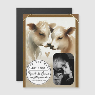 Cow Love Brown Cream Country Wedding Save the Date