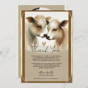 Cow Love Brown Cream Country Wedding Thank You Invitation
