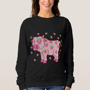 Cow Love Strawberry Milk Fruit Lover Fruitarian St Sweatshirt