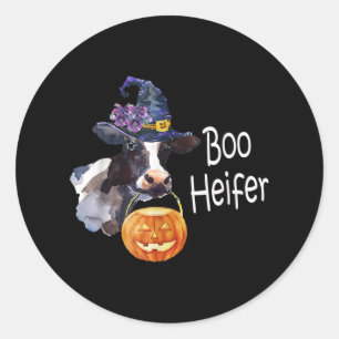 Cow Lover Boo Heifer Cow For Halloween Classic Round Sticker