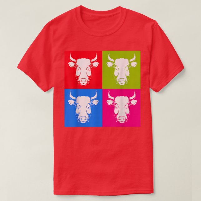 Cow Lover Farm Animal Farming Farmer Pop Art Cow  T-Shirt (Design Front)