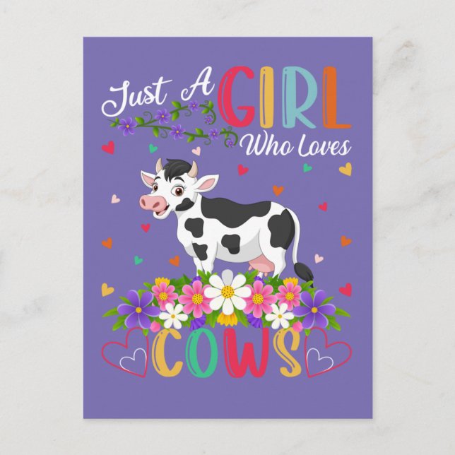 Cow Lover Just A Girl Who Loves Cows Postcard (Front)