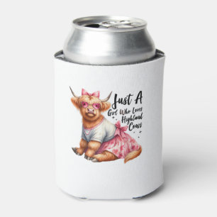 Cow Lover Just A Girl Who Loves Highland Cows Farm Can Cooler