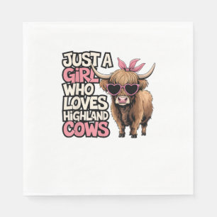 Cow Lover Just A Girl Who Loves Highland Cows Farm Napkin