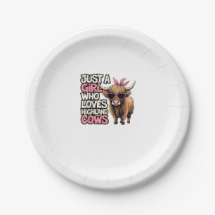 Cow Lover Just A Girl Who Loves Highland Cows Farm Paper Plate