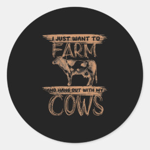 Cow Lovers Farmer Farm Cute Animals Cow Classic Round Sticker