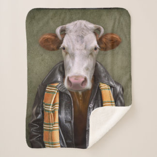 Cow Man Sherpa Blanket