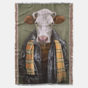 Cow Man Throw Blanket