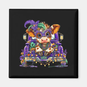 Cow Mardi Gras Truck Nola Cute Kids Boys Girls Wom Magnet