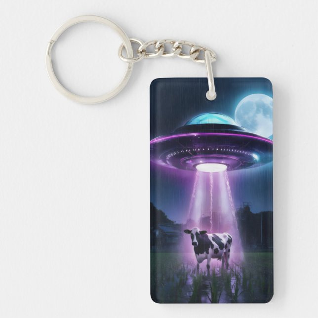 Cow meets aliens. key ring (Front)