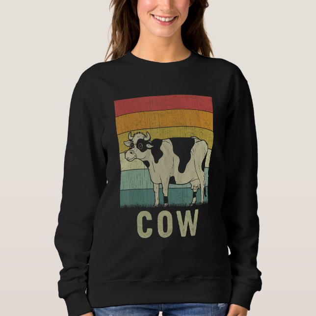 Cow  Men Women Cow Retro Sweatshirt (Front)