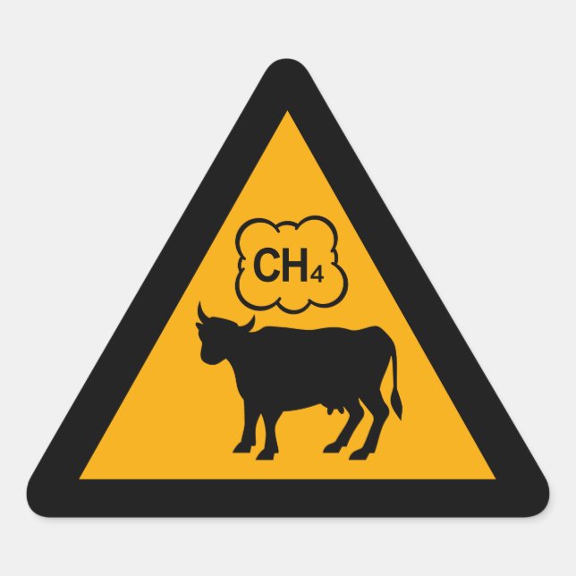Cow Methane Warning Triangle Sticker (Front)