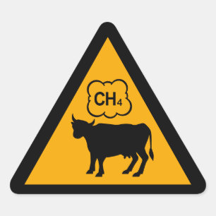 Cow Methane Warning Triangle Sticker