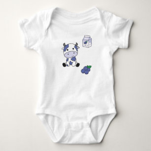 Cow Milk Kawaii Japanese Blueberry Baby Bodysuit