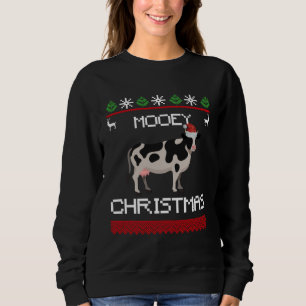 Cow  Mooey Christmas  Cow With Santa Hat Sweatshirt