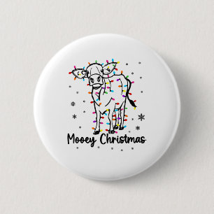 Cow Mooey Christmas Light Tree Funny Xmas Snow & C 6 Cm Round Badge