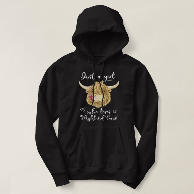 Cow Mooey Just A Girl Who Loves Scottish Highland  Hoodie (Design Front)