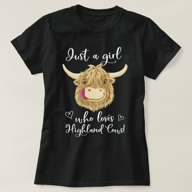 Cow Mooey Just A Girl Who Loves Scottish Highland  T-Shirt (Design Front)