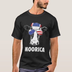 Cow Moorica Merica Men Women Usa Flag T-Shirt