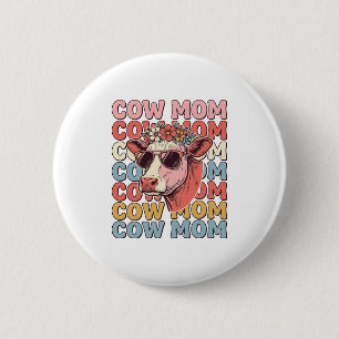 Cow Mum Retro Sunglasses Cow Vintage Engraving Des 6 Cm Round Badge
