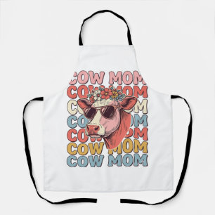 Cow Mum Retro Sunglasses Cow Vintage Engraving Des Apron