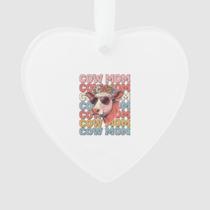 Cow Mum Retro Sunglasses Cow Vintage Engraving Des Ornament