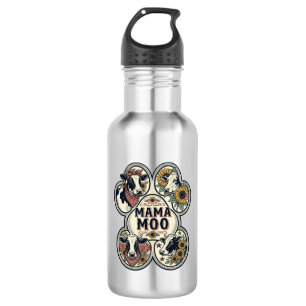Cow Mum Shirt Vintage Engraving Sunflower Western 532 Ml Water Bottle