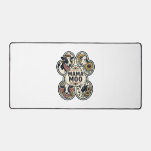Cow Mum Shirt Vintage Engraving Sunflower Western Desk Mat