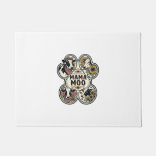 Cow Mum Shirt Vintage Engraving Sunflower Western Doormat