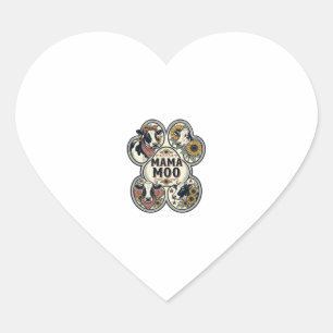 Cow Mum Shirt Vintage Engraving Sunflower Western Heart Sticker
