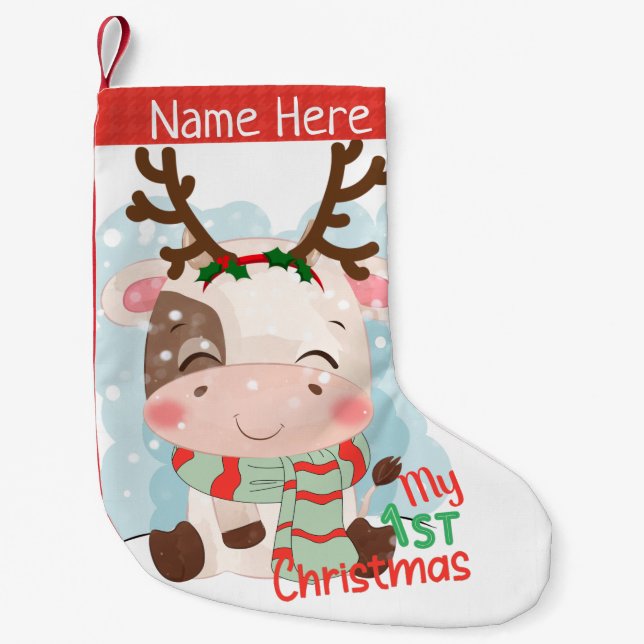 Cow My 1st Christmas Small Christmas Stocking (Front)