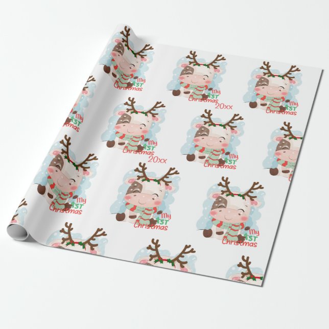 Cow, My First Christmas  Wrapping Paper (Unrolled)
