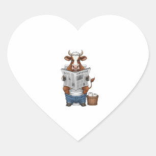 Cow on Toilet PNG, Funny Farm Animal Heart Sticker