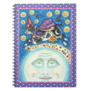 COW OVER THE MAN IN THE MOON, COLORFUL WHIMSY NOTEBOOK