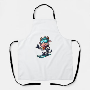 Cow Ox Bull Skier Winter Sports Apron