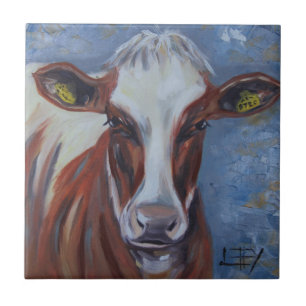 Cow Painting, Cow Decor, Cow Art, Dairy Cow Ceramic Tile