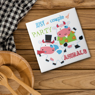 Cow Party Animals Ceramic Tile