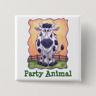 Cow Party Centre 15 Cm Square Badge