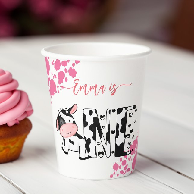 Cow party tableware pink cow pattern printed paper cups (Cow party tableware pink cow pattern printed paper cups personalized 1st birthday tableware )