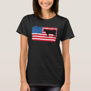 Cow  Patriotic Usa Flag Farm Animal  Dairy 4 July T-Shirt