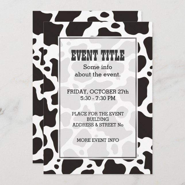Cow pattern background Invitation (Front/Back)