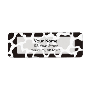 Cow pattern background return address label