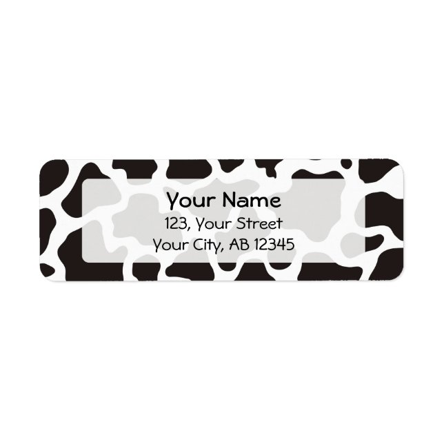 Cow pattern background return address label (Front)