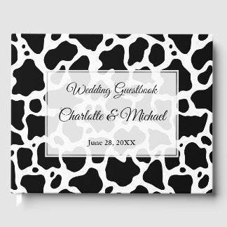 Cow Pattern Background Wedding Guest Book