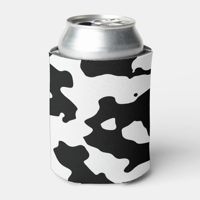 Cow Pattern Black and White Can Cooler (Can Front)